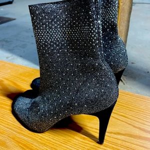INC peep toe sparkly booties